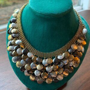 Metal Coin Bib Statement Necklace